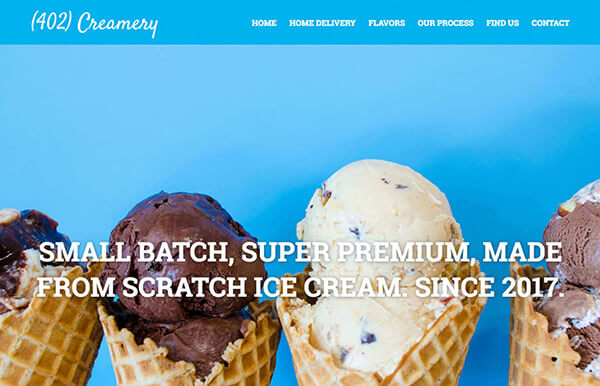 Thumbnail of the website design mockup for (402) Creamery
